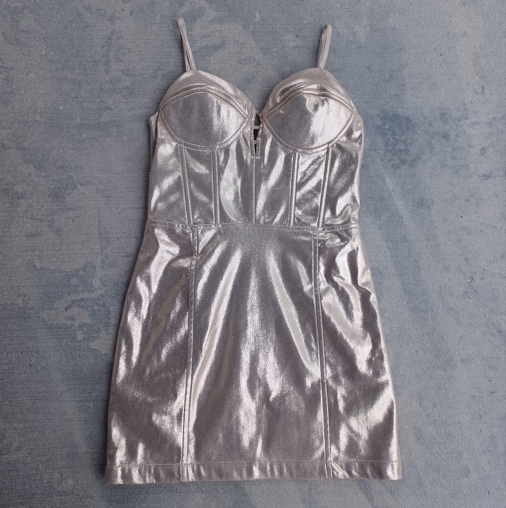 Love Fate Destiny Gold Bustier Short Dress